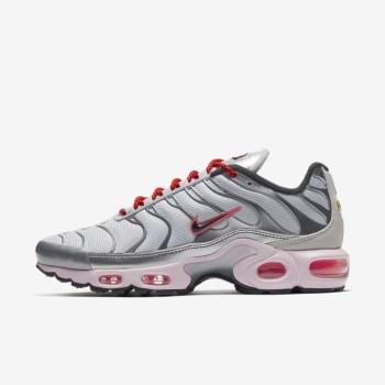 Nike Air Max Plus - Női Utcai Cipő - Metal Titán/Világos Piros/Rózsaszín/Fekete